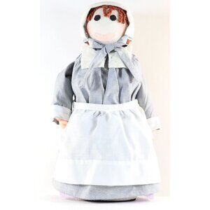 Pilgrim style Doll With Hat Handmade 12" Doll 1970s Mayflower Plymouth Rock